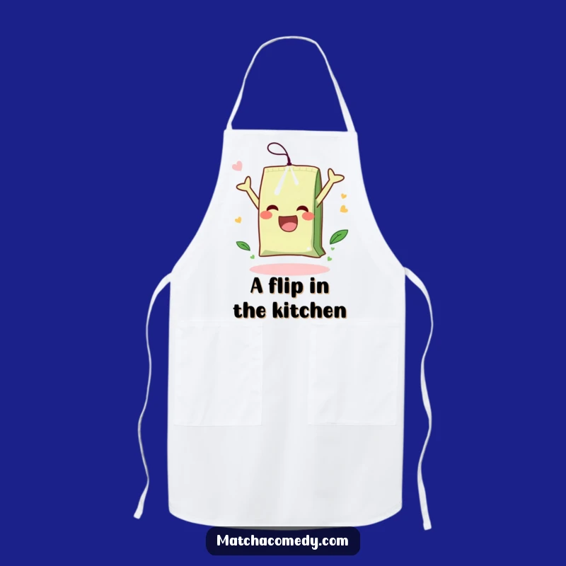 Funny Matcha Tea Bag Apron: Cook with Joyful Somersaults and Tea Spirit
