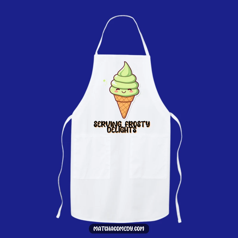 Funny Matcha Ice Cream Cone Apron: Cook with Cheerful, Sweet Style!