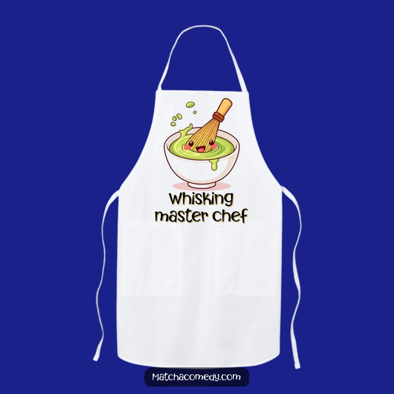 Funny Matcha Whisk Spin Apron: Kawaii Chef Character, Perfect Kitchen Gift