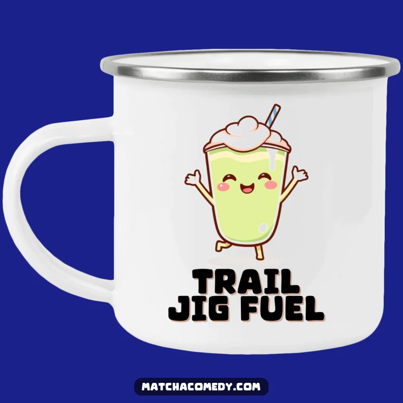 Adventure Funny Matcha Latte Jig Camping Mug: Kawaii Character, Outdoor Gift