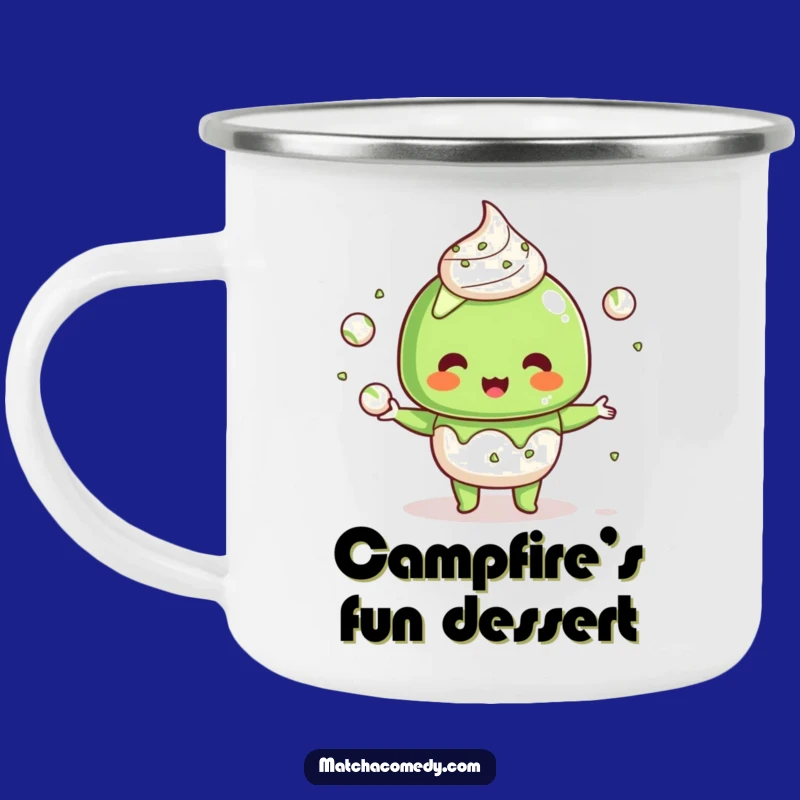 Funny Kawaii Matcha Dessert Camping Mug: Juggling Adventure, Ideal Funny Gift for Hikers