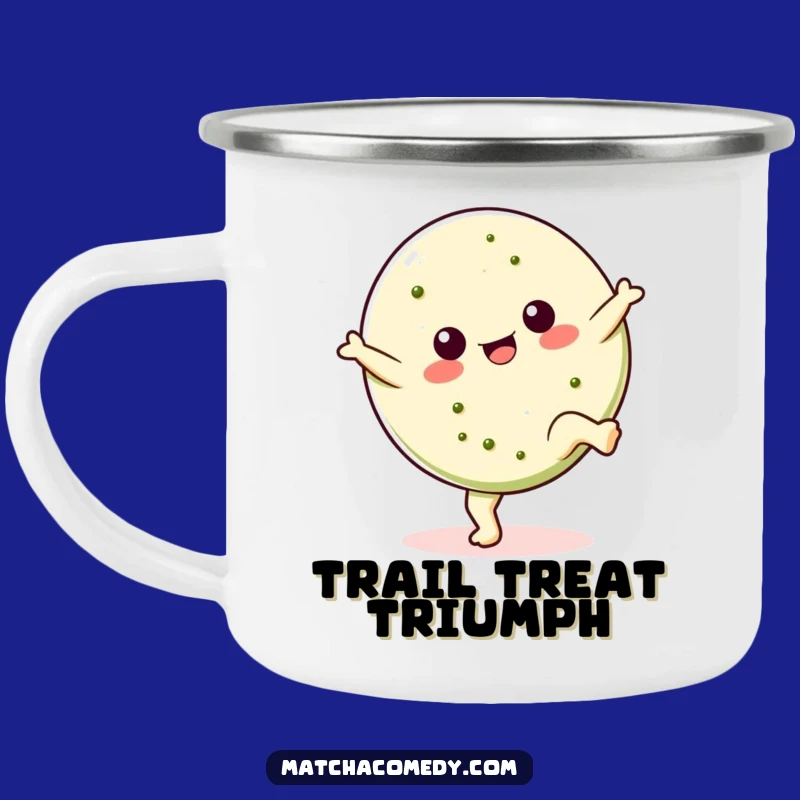 Funny Kawaii Matcha Cookie Camping Mug - Cartwheel Action, Durable & Hilarious Outdoor Gift