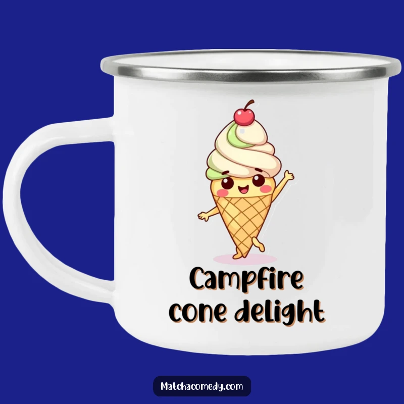 Funny Matcha Ice Cream Dance Camping Mug: Happy Character's Sweet Moves, Outdoor Gift!
