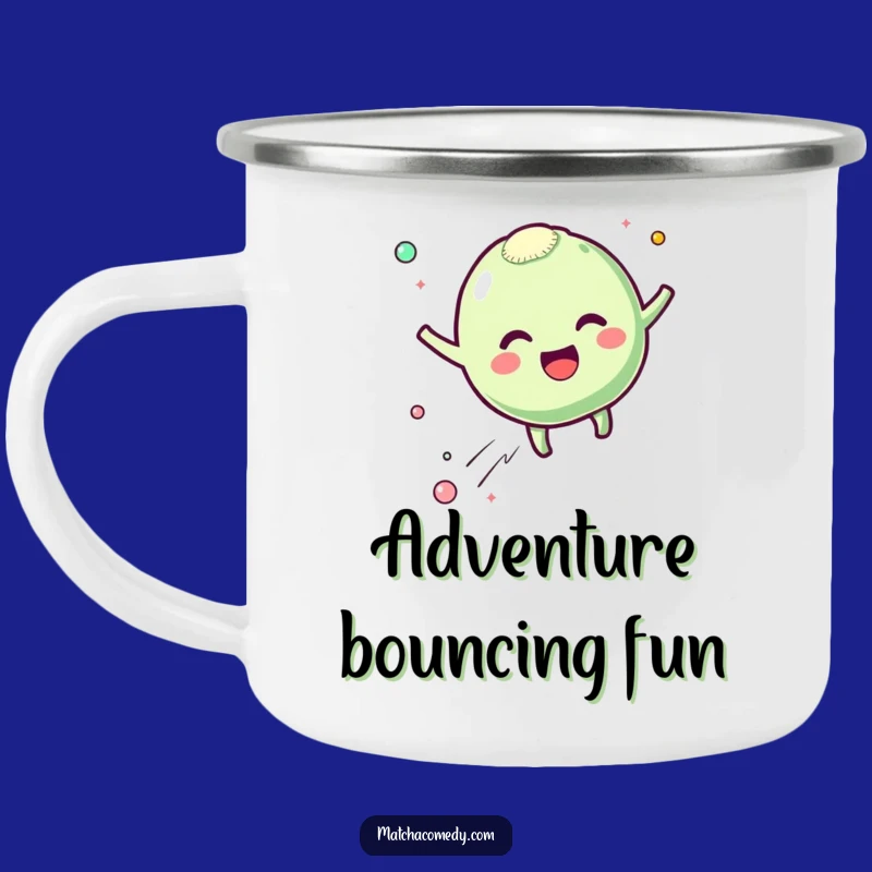 Funny Matcha Mochi Camping Mug - Bouncing Excitement, Outdoor Joy Gift
