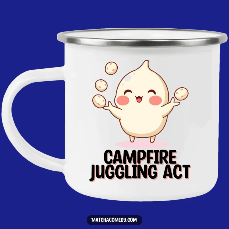 Funny Matcha Mochi Juggling Camping Mug: Trail Treats & Hilarious Sips