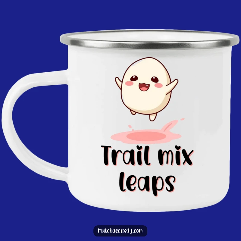Funny Kawaii Matcha Mochi Leap Camping Mug: Joyful Trail Adventures