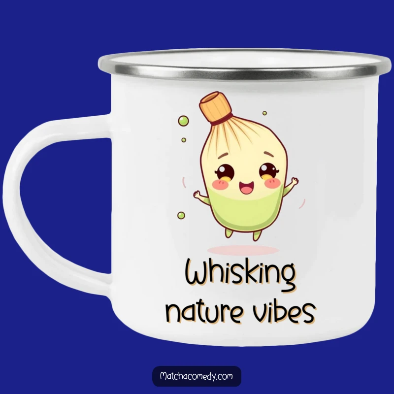 Funny Matcha Whisk Camping Mug: Merry Spins Outdoors - Adventure Funny Gift!