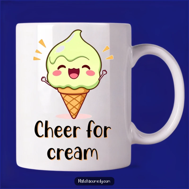 Funny Kawaii Matcha Ice Cream Mug - Cheerful & Sweet Gift for Dessert Lovers