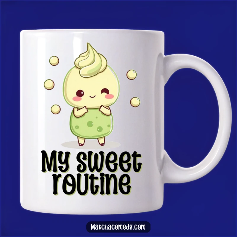 Funny Kawaii Matcha Dessert Mug - Juggling Character, Perfect Hilarious Gift