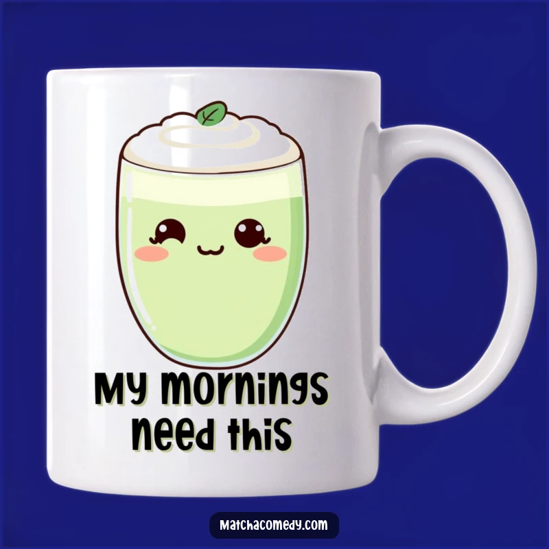 Funny Kawaii Matcha Latte Mug - Cheeky Smirk, Perfect Funny Gift for Latte Lovers