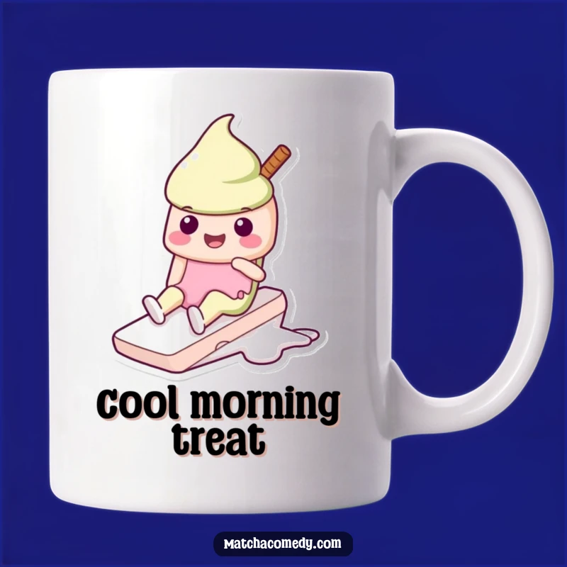 Funny Matcha Ice Cream Slide Mug: Kawaii Character, Perfect Sweet Gift