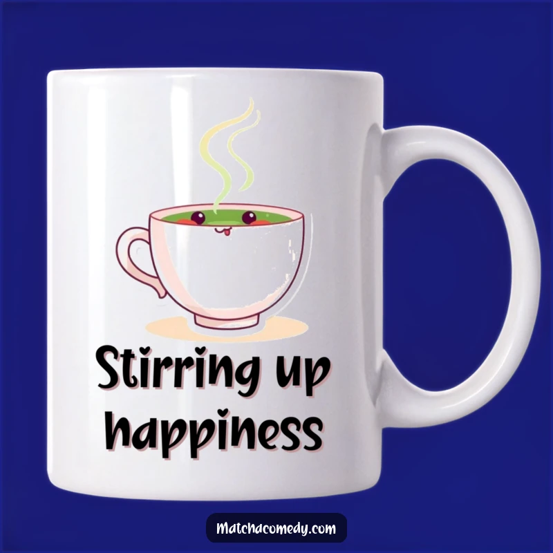 Funny Matcha Stirring Mug: Happy Tea Cup Character, Perfect Humorous Gift!