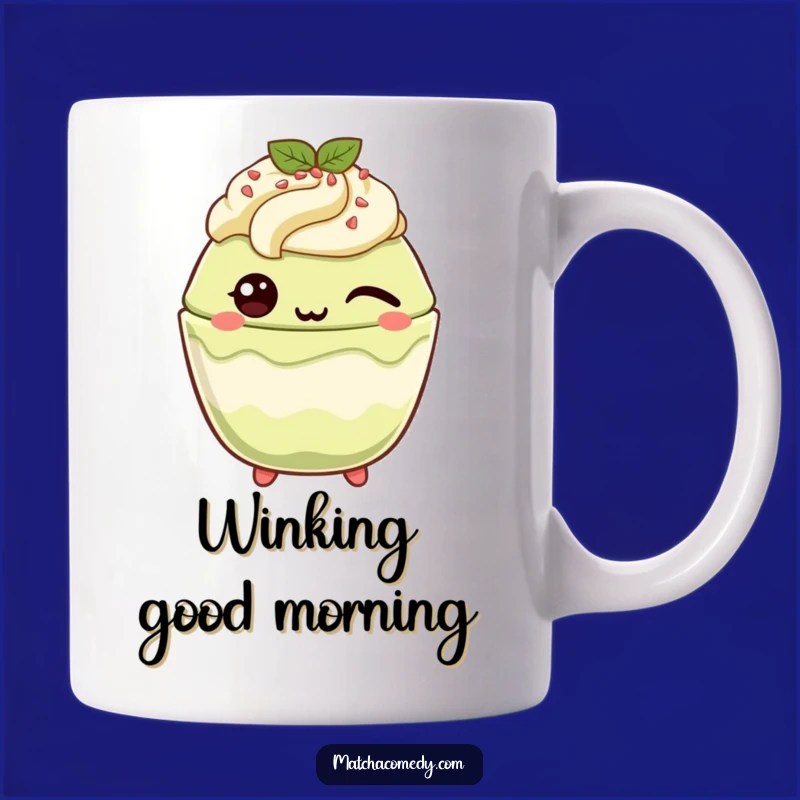 Funny Winking Matcha Parfait Mug: Playful & Cute Dessert Drinkware Gift