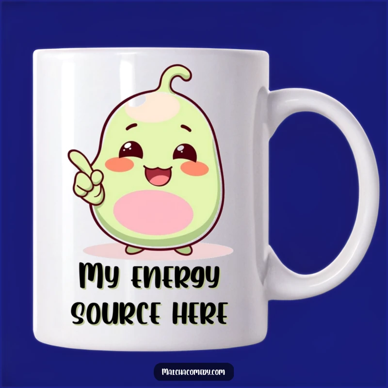 Funny Matcha Bean Mug: Giggling Kawaii Bean Pointing Upwards - Perfect Funny Gift!