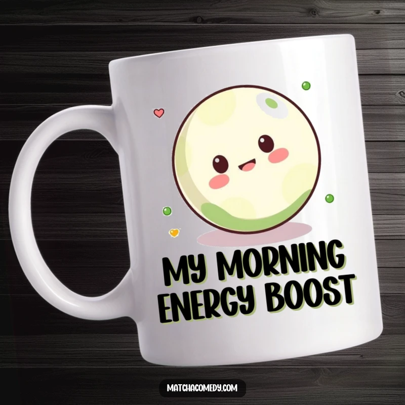 Funny Kawaii matcha ball playfully rolling down a hill, bringing joy and humor to this adorable mug gift.