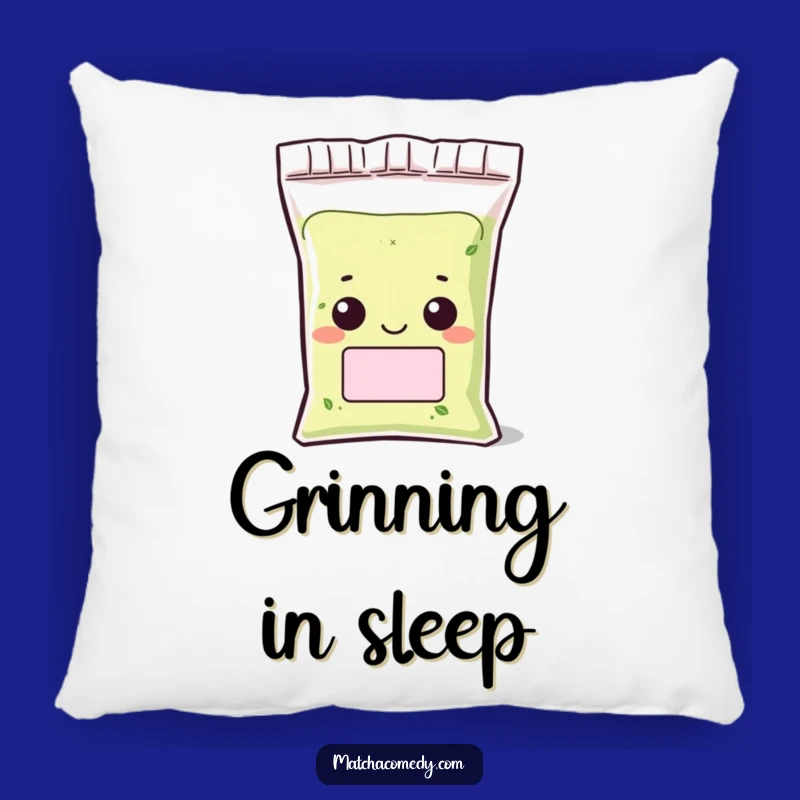 Comfortable Funny Matcha Powder Grin Pillow: Kawaii Accent, Great Gift