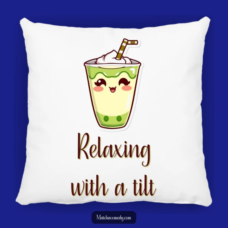Cozy Funny Kawaii Matcha Drink Pillow: Humorous Straw Comfort, Adorable Funny Gift