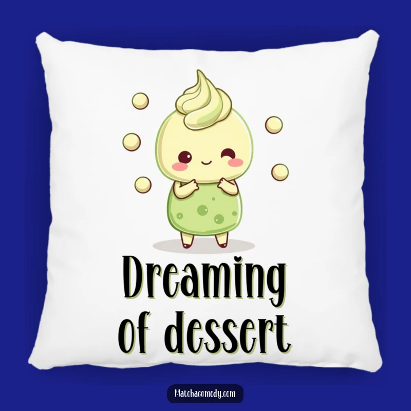 Funny Kawaii Matcha Dessert Pillow - Cozy Juggling Character, Perfect Gift