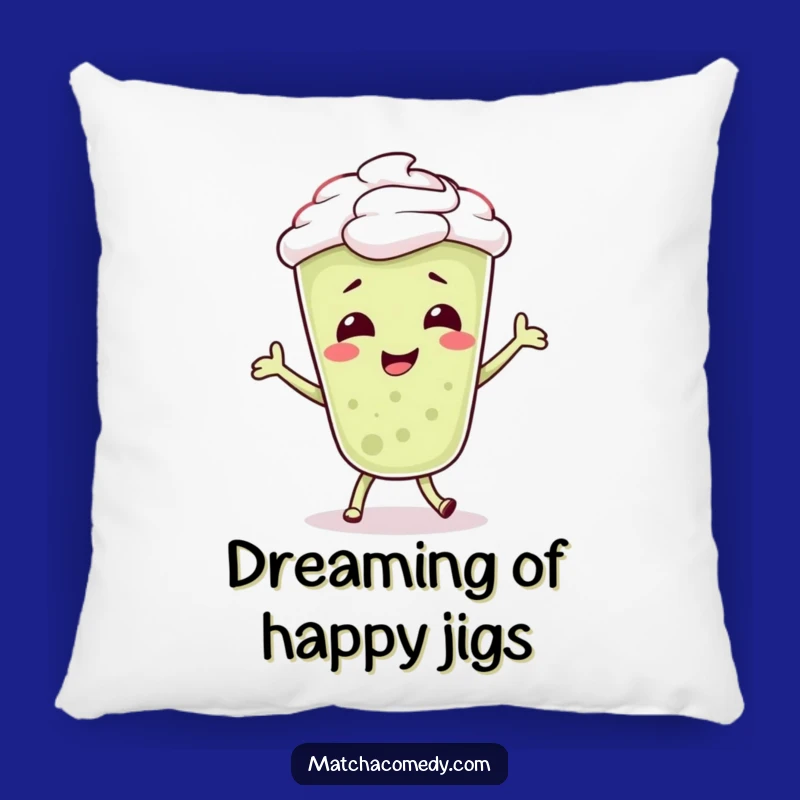 Funny Matcha Latte Dancer Pillow: Giggling Character, Silly Dance, Cozy Comfort Gift