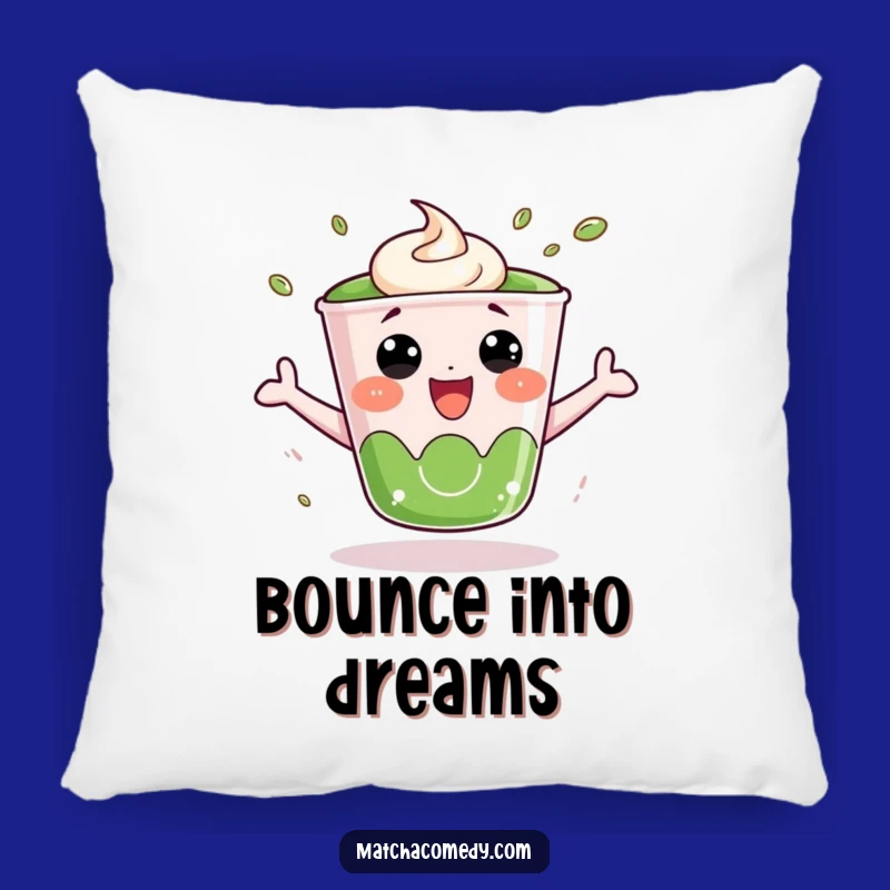 Funny Bouncing Matcha Cup Pillow: Cozy & Energetic Accent Gift