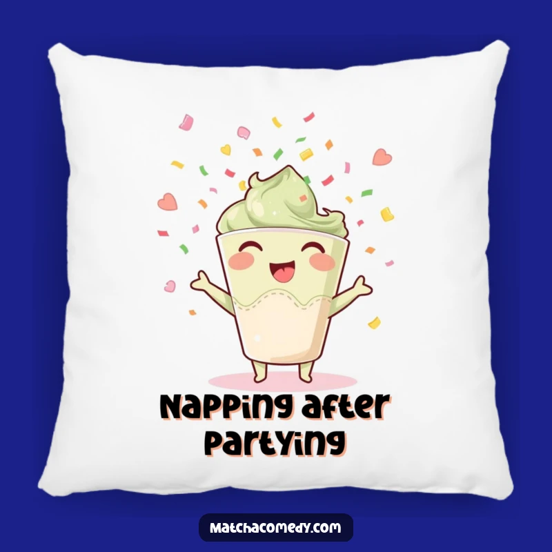 Funny Joyful Matcha Pillow, Cozy Comfort and Festive Vibes