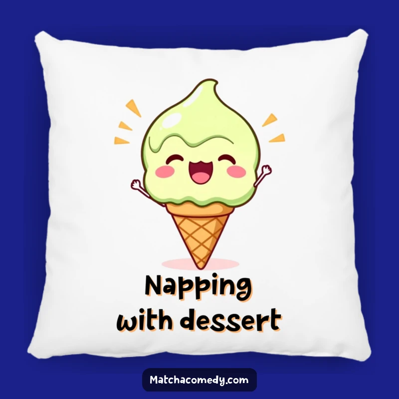 Soft Kawaii Matcha Ice Cream Pillow - Comfy & Funny Gift for Sweet Decor