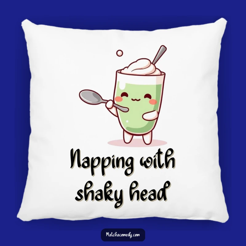 Cozy Funny Kawaii Matcha Latte Pillow: Balancing Spoon Comfort, Adorable Funny Gift