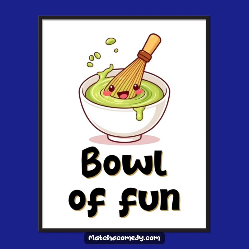 Funny Kawaii Matcha Whisk Spin Digital Print: Instant Playful Art, Perfect Gift