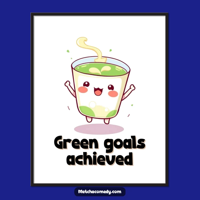 Funny Kawaii Matcha Cup Digital Art - Instant Energetic Decor Print