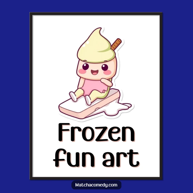 Funny Kawaii Matcha Ice Cream Slide Digital Print: Instant Sweet Art, Perfect Gift