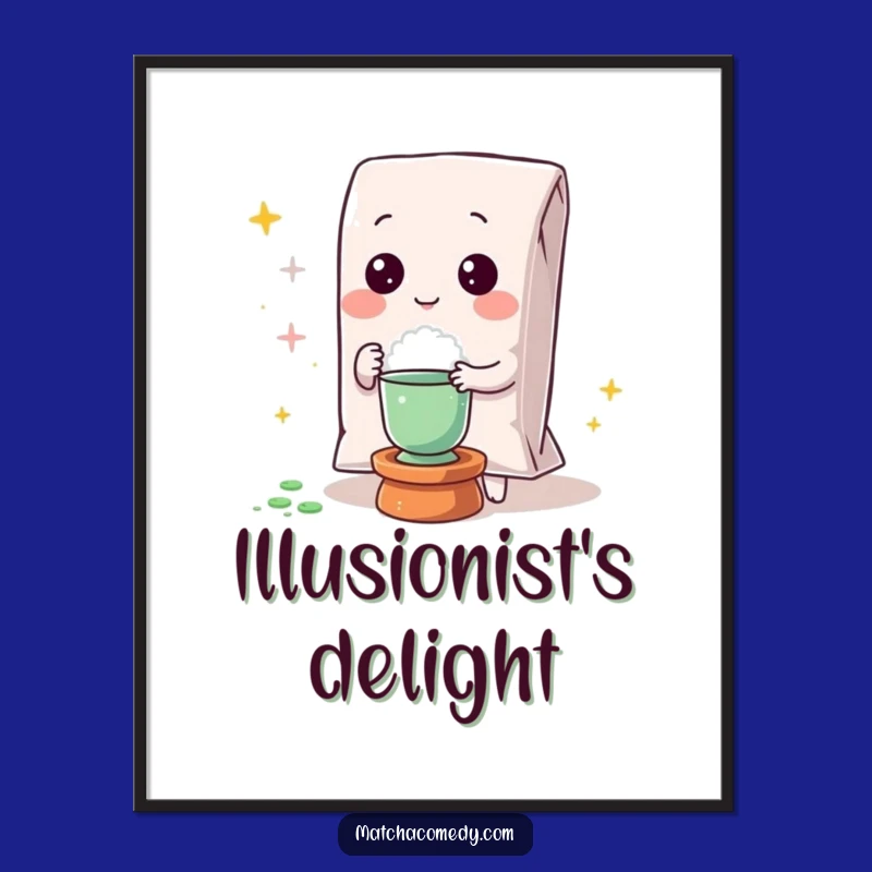 Funny Kawaii Matcha Powder Magic Digital Art - Enchanting Decor for Instant Wonder