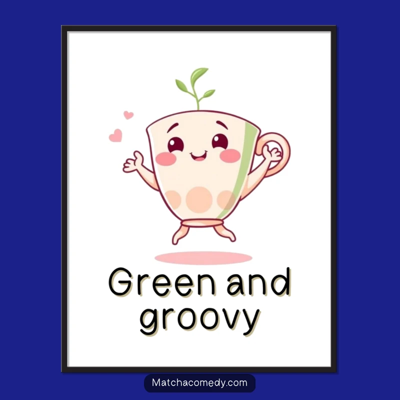 Funny Matcha Dancer Digital Art: Instant Cheerful Tea Cup Decor