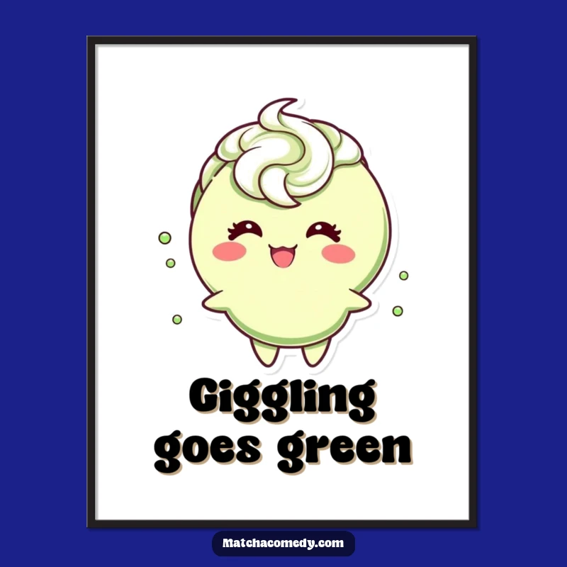 Funny Matcha Giggling Digital Art: Frothy Swirl, Instant Humorous Decor Gift!