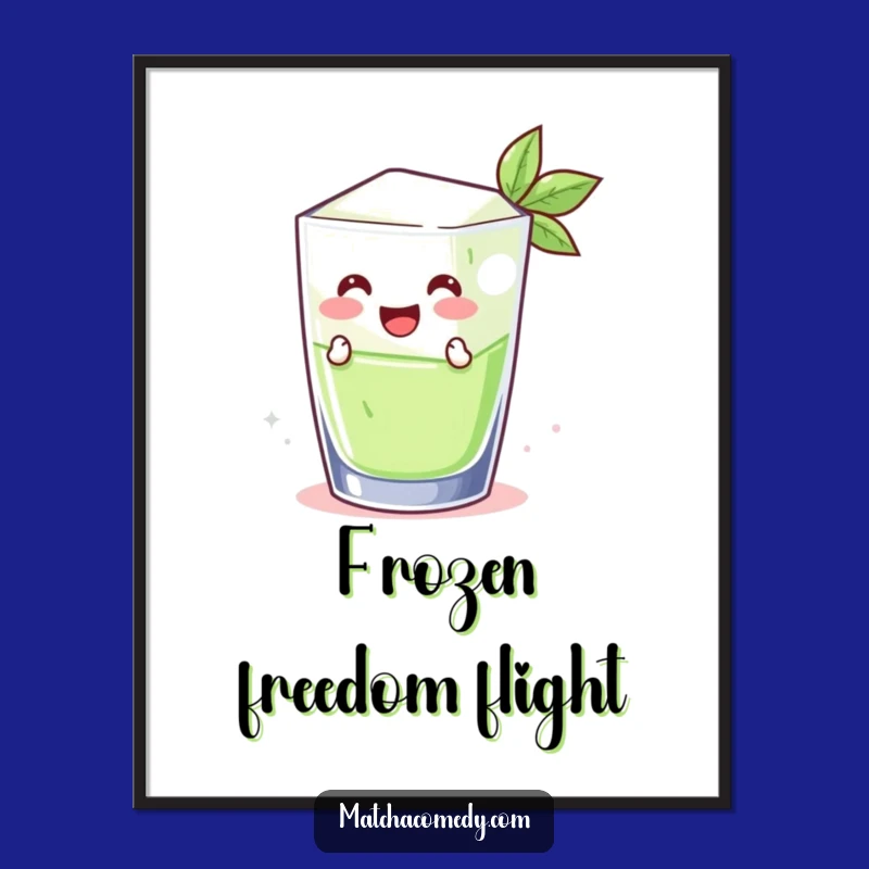 Funny Matcha Ice Cube Digital Art: Instant Cool Wall Decor!