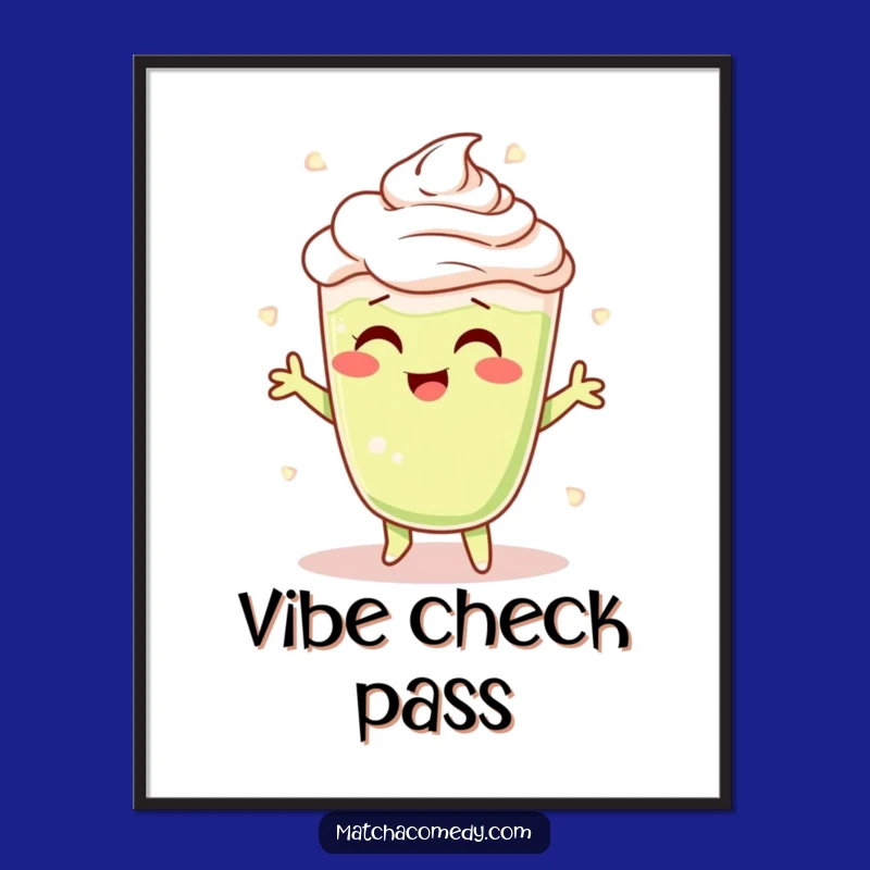 Funny Matcha Latte Shimmy Digital Art: Cheerful Character's Frothy Dance Print, Gift!