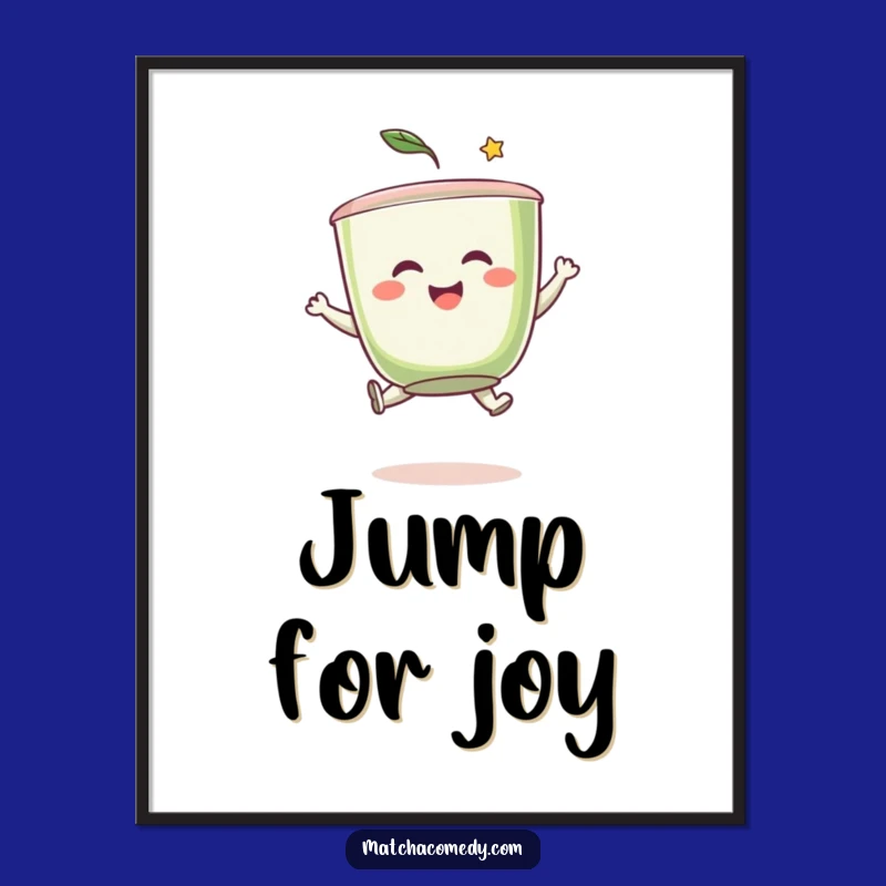 Funny Matcha Leap Digital Art: Playful Tea Cup, Instant Humorous Decor Gift!