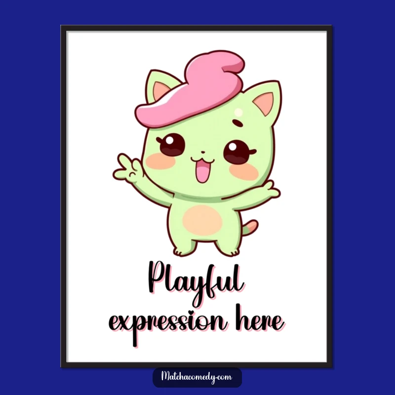 Funny Matcha Sweet Digital Art - Tongue Out Pose, Printable Quirky Gift