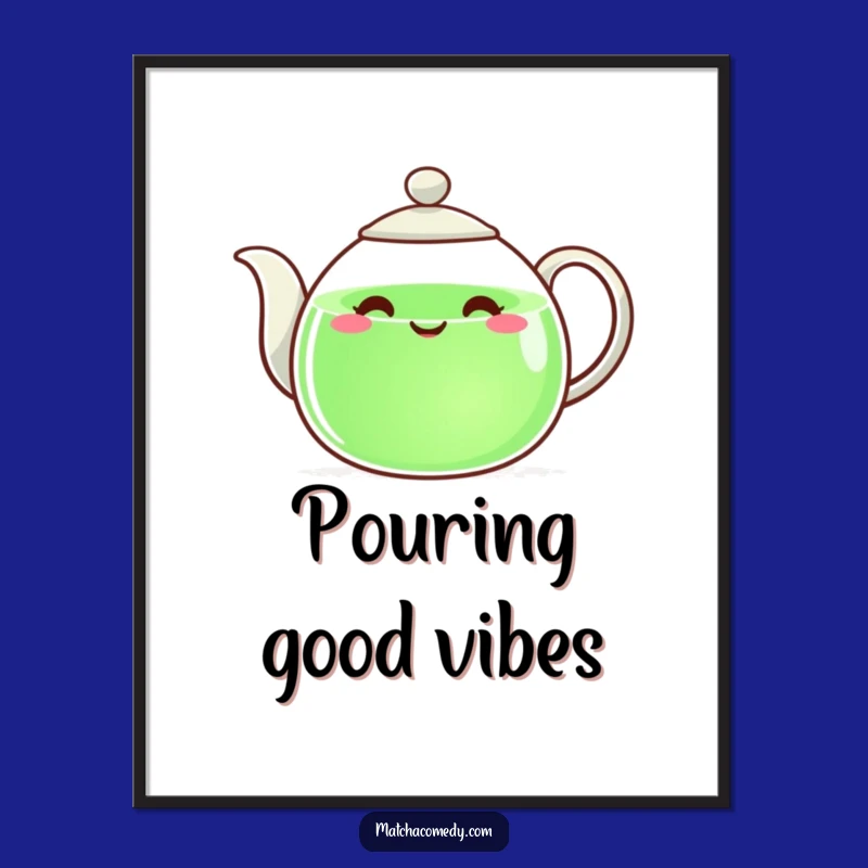 Funny Teapot Digital Art: Happy Pouring Design, Instant Cheerful Decor, Great Funny Gift!