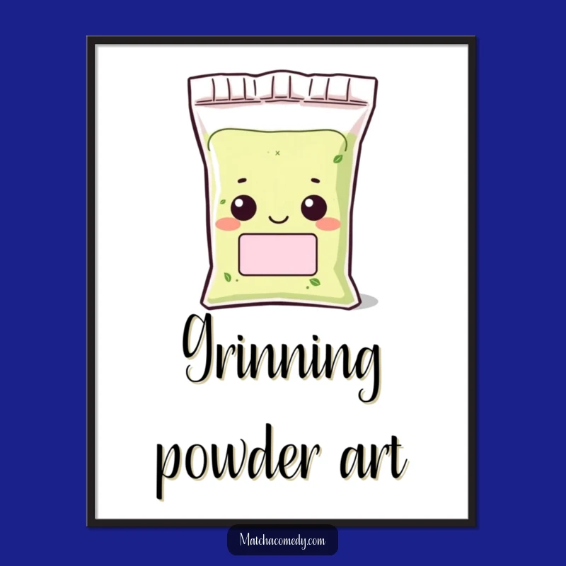 Funny Kawaii Matcha Powder Grin Digital Print: Instant Cheeky Art, Perfect Gift