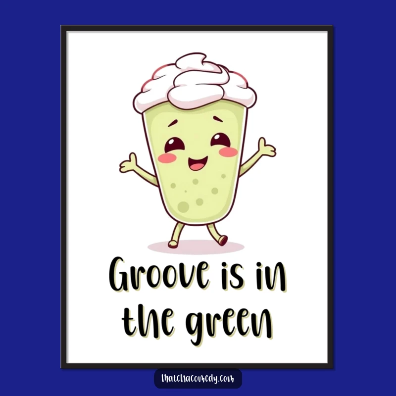 Funny Matcha Latte Dancer Digital Art: Giggling Character, Silly Dance, Instant Gift