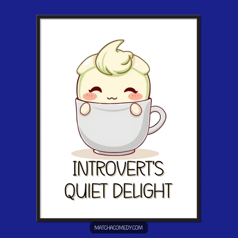 Funny Shy Matcha Latte Digital Art: Blushing Character, Teabag Hide, Instant Gift