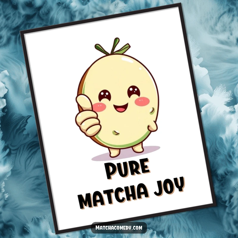 Funny matcha cookie character giving a thumbs up, high-resolution digital art print, perfect for immediate humorous wall decor.