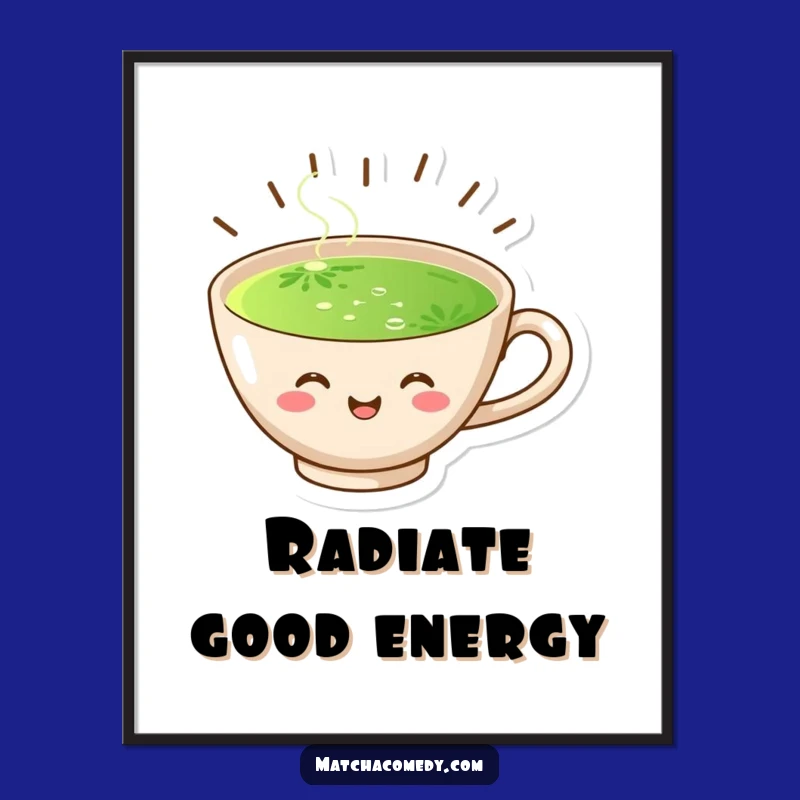 Funny Joyful Matcha Cup Digital Art: Instant Cheer - Printable Wall Art Gift