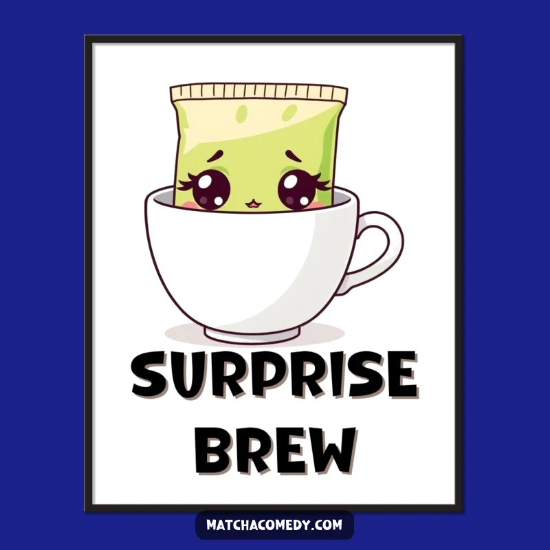 Funny Surprised Matcha Digital Art: Hilarious Tea Lover Decor and Printable Gift