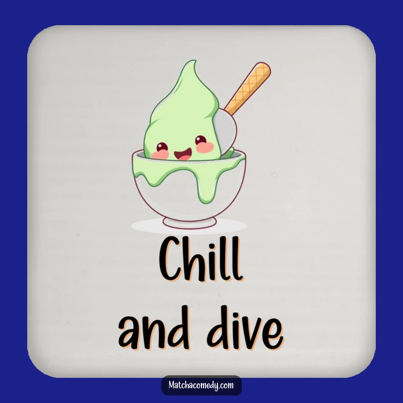 Funny Matcha Ice Cream Dive Coasters: Protect Surfaces With Smiles!