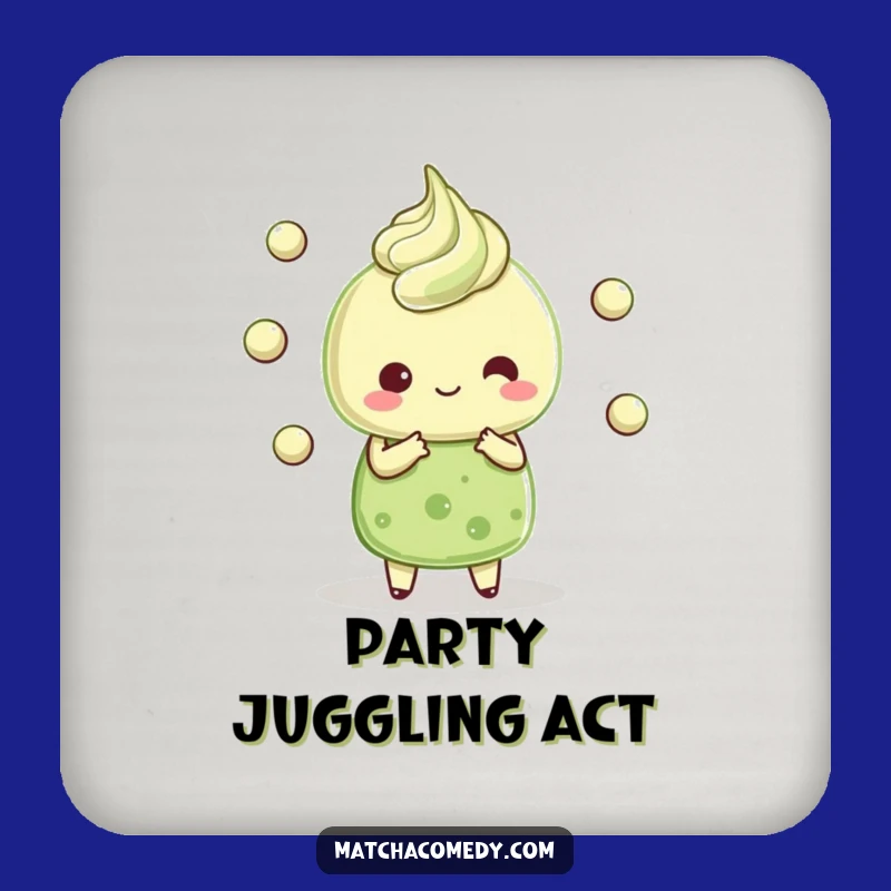 Funny Kawaii Matcha Dessert Coaster - Juggling Character Drink Protector