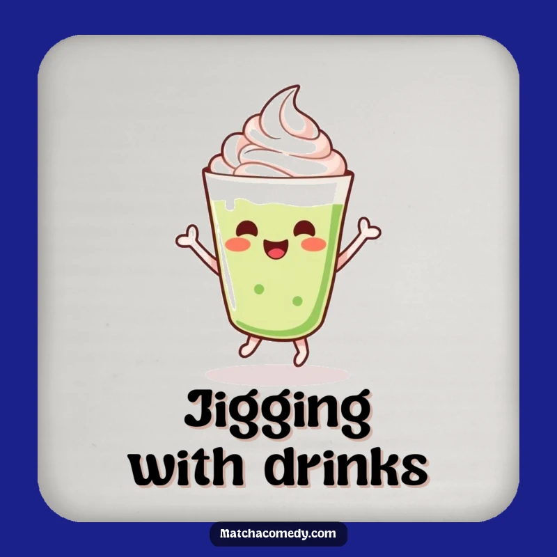 Funny Matcha Latte Coaster: Dancing Kawaii Drink Jigging Protector