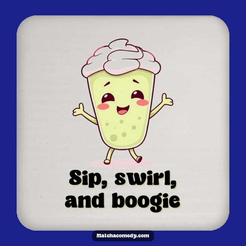 Funny Matcha Latte Dancer Coaster: Giggling Character, Silly Dance, Protective Gift