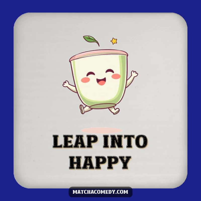 Funny Matcha Leap Coaster: Playful Tea Cup Protection, Hilarious Table Gift!