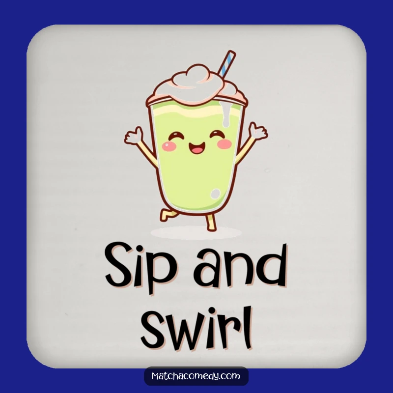 Funny Matcha Latte Jig Coaster: Cute Kawaii Character, Perfect Table Gift